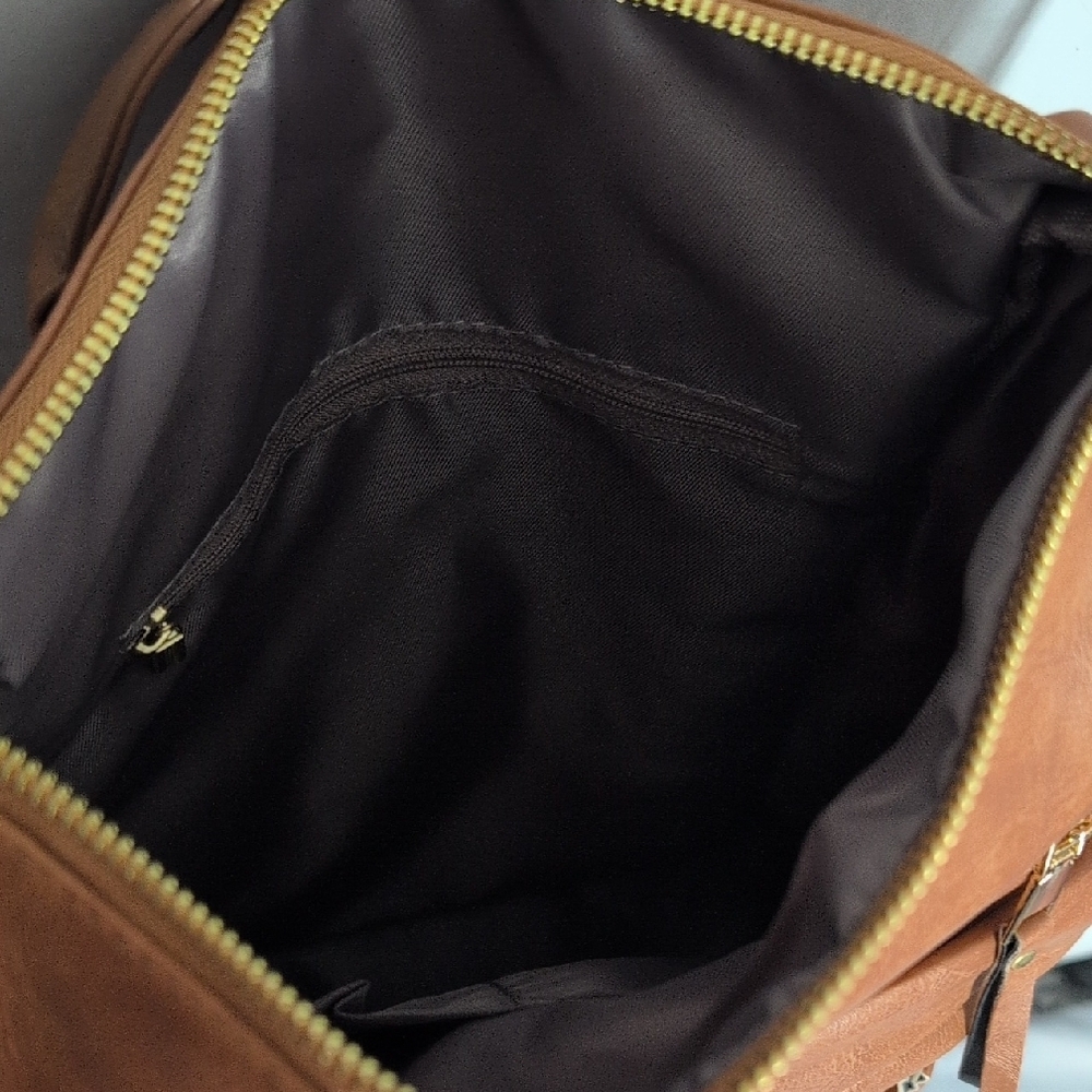 Modern+Chic Brown Backpack/Purse with Colorful Reversible/Removable Strap - Picture 5 of 12